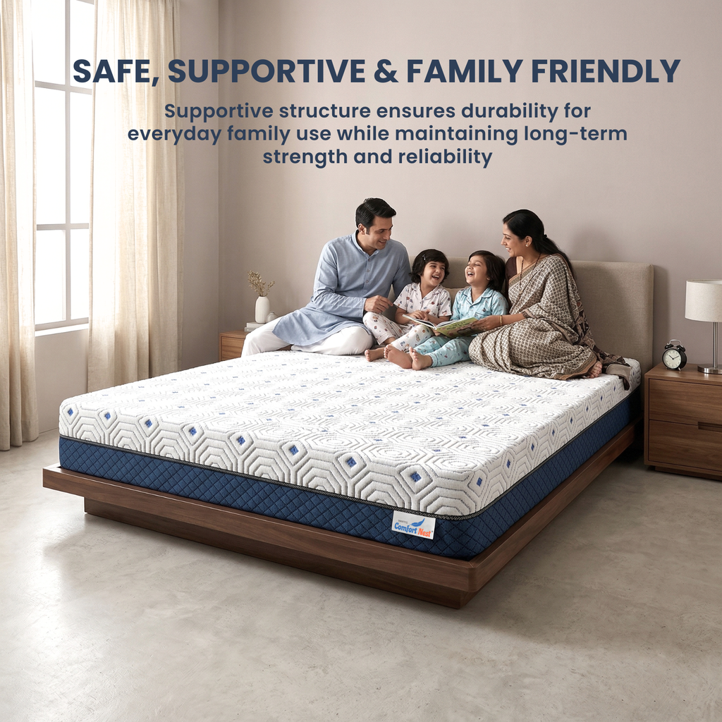 Warti's Comfort Nest Premium Orthopedic Memory Foam Mattress | Premium Viscose Fabric with Removable Cover I 10 Years Warranty